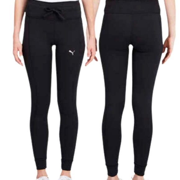 Puma Pants - PUMA Womens Midweight Drawstring Jogger Leggings Side Pocket Black